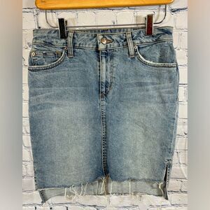 Joe's Jeans Step Hem Distressed Light Wash Boho Festival Jean Mini Skirt 26 S